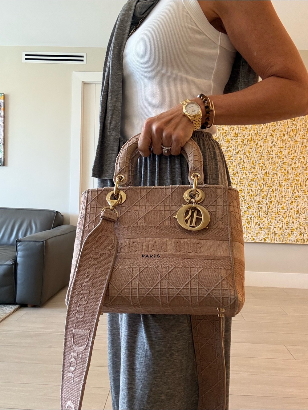 Dior Lady Dior Tote in Dusty Pink with Gold Hardware - Picture 15 of 15